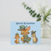 Happy Birthday Funny Cute Cartoon Animal Delivery  シーズンポストカード (スタンド正面)