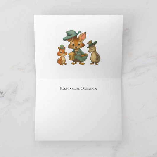 Happy Birthday Funny Cute Cartoon Animals Courier  カード (内部)