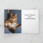 Happy Birthday Funny Playing Games Gamer Cat カード (内部)