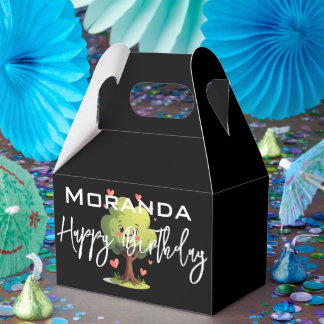 Happy Birthday Gable Favor Box Black Tree Hearts フェイバーボックス