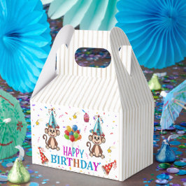 Happy Birthday Gable Favor Box Monkey Cupcake フェイバーボックス