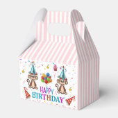Happy Birthday Gable Favor Box Pink Stripe Monkeys フェイバーボックス (裏面サイド)