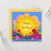 Happy Birthday Garden Card with Bright Sun, Flower カード (正面/裏面インサイチュ)