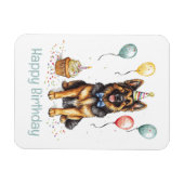 Happy Birthday German Shepherd Dog マグネット (横)