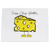 Happy Birthday Gift Bag Cheesy Birthday ラージペーパーバッグ (正面)