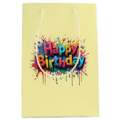 Happy Birthday Gift Bag Design ミディアムペーパーバッグ (正面)