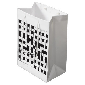 Happy Birthday Gift Bag - For crossword lovers ミディアムペーパーバッグ