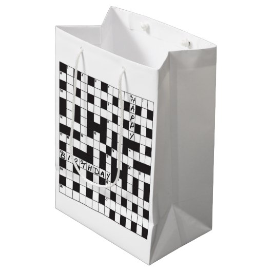 Happy Birthday Gift Bag - For crossword lovers ミディアムペーパーバッグ (正面アングル)