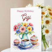 Happy Birthday Gigi | Flowers and Cupcakes カード