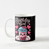 Happy Birthday Girl Cute Nk Bow Bubble Boba Tea An コーヒーマグカップ (左)