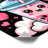 Happy Birthday Girl Cute Nk Bow Bubble Boba Tea An ポスター (角)