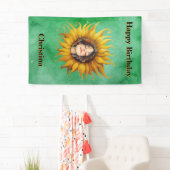 Happy Birthday Girl Face in Sunflower Green 横断幕 (インサイチュ)