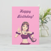 Happy Birthday Girl Pink Party Invitation  招待状 (スタンド正面)