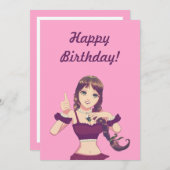 Happy Birthday Girl Pink Party Invitation  招待状 (正面/裏面)