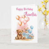 Happy Birthday Girl Watercolor Toys Card カード (黄色い花)