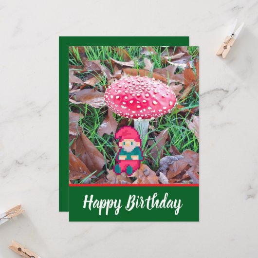 Happy Birthday, gnoom pixelart, Pixel Art  カード (正面/裏面インサイチュ)