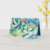 Happy Birthday God Bless You Hummingbird Flowers カード (黄色い花)