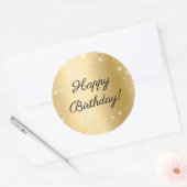 Happy Birthday Gold glitter ラウンドシール (封筒)