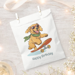 Happy Birthday Golden Retriever Dog Skateboarding フェイバーバッグ
