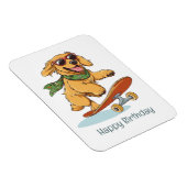 Happy Birthday Golden Retriever Dog Skateboarding マグネット (右側)