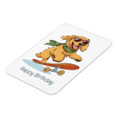 Happy Birthday Golden Retriever Dog Skateboarding マグネット (左側)