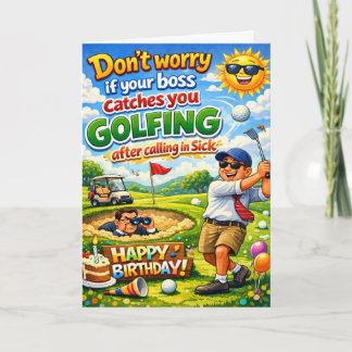 Happy birthday golfing brother and his boss カード