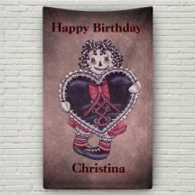 Happy Birthday Gothic Grunge Rag Doll Heart