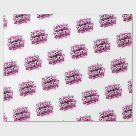 Happy Birthday Graffiti Pink Gift Wrap ラッピングペーパー