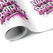 Happy Birthday Graffiti Pink Gift Wrap ラッピングペーパー (ロールコーナー)