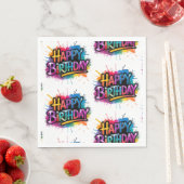 Happy Birthday Graffiti Pink Paper Napkin スタンダードランチョンナプキン (インサイチュ)