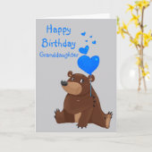 Happy Birthday Granddaughter Balloon  Bear カード (黄色い花)