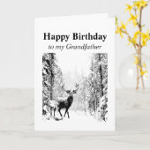 Happy Birthday Grandfather Vintage Stag, Deer カード (黄色い花)