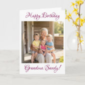 Happy Birthday Grandma Photo Template Personalized カード (黄色い花)