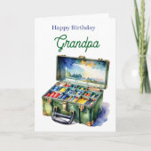 Happy Birthday Grandpa | Fishing Tackle Box カード (正面)