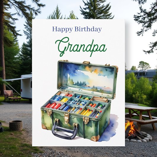 Happy Birthday Grandpa | Fishing Tackle Box カード