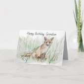 Happy Birthday Grandson Desert Gray Fox カード (正面)