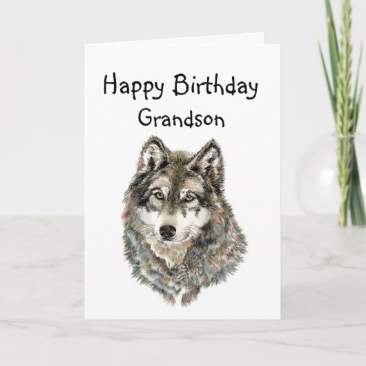 Happy Birthday Grandson, Humor Wolf, Wolves カード (正面)