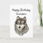 Happy Birthday Grandson, Humor Wolf, Wolves カード<br><div class="desc">Great image for  Grandson  who love wolves or animals with humorous quote about being loyal and great to howl with</div>