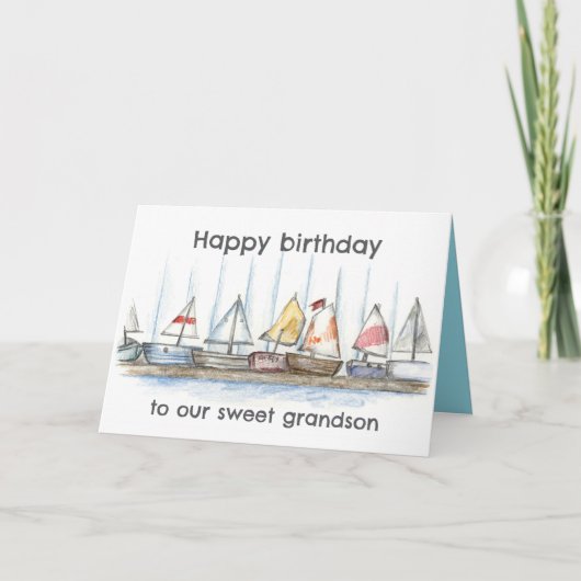 Happy Birthday Grandson Sailboats Toys Custom カード (正面)