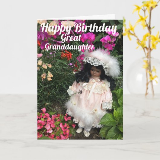 Happy Birthday great granddaughter Black doll Card カード (黄色い花)