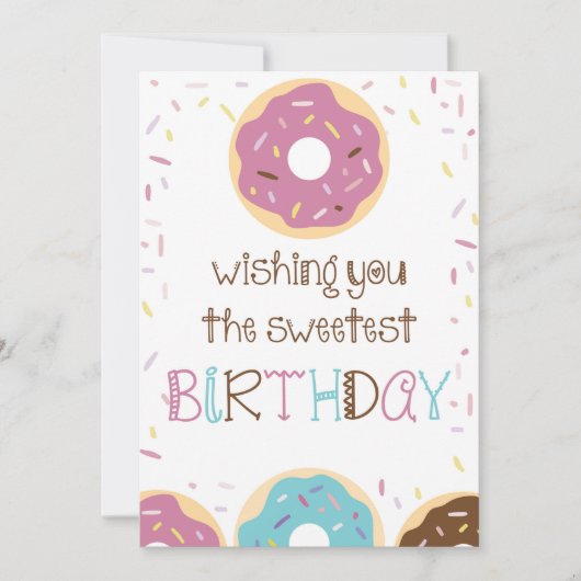 Happy Birthday Greeting Card for Girls with Donuts (正面)