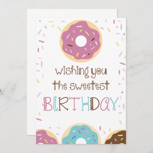 Happy Birthday Greeting Card for Girls with Donuts (正面/裏面)