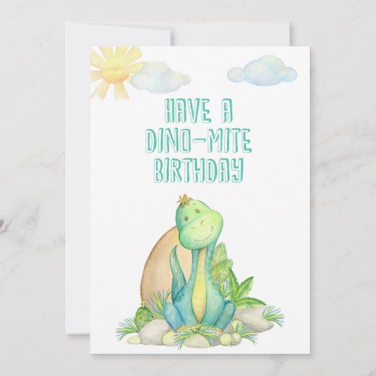 Happy Birthday Greeting Card with Dino for Kids (裏面)