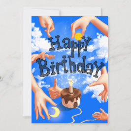 Happy Birthday greeting cards Blue Clouds Hands シーズンカード