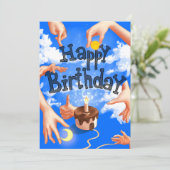 Happy Birthday greeting cards Blue Clouds Hands シーズンカード (スタンド正面)