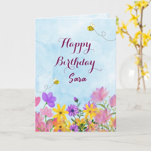 Happy Birthday Greetings Card  カード (黄色い花)