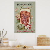 Happy Birthday Greetings French mastiff ポスター (キッチン)
