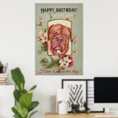 Happy Birthday Greetings French mastiff ポスター (ホームオフィス)