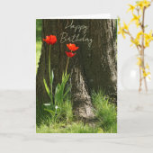 Happy Birthday Grußkarte mit roten Tulpen カード (黄色い花)