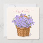 Happy Birthday Hand-Drawn Lavender Basket シーズンカード (正面)